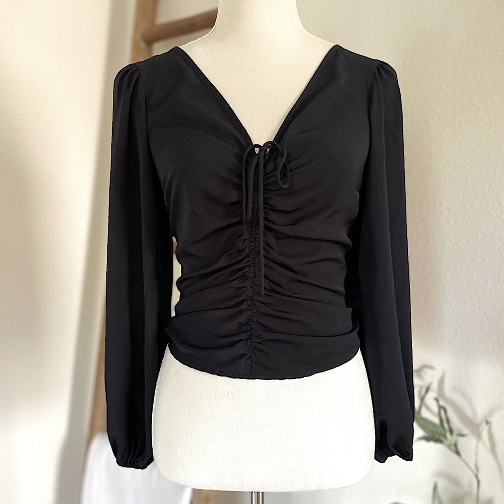 Abercrombie & Fitch Black Ruched Crop Top